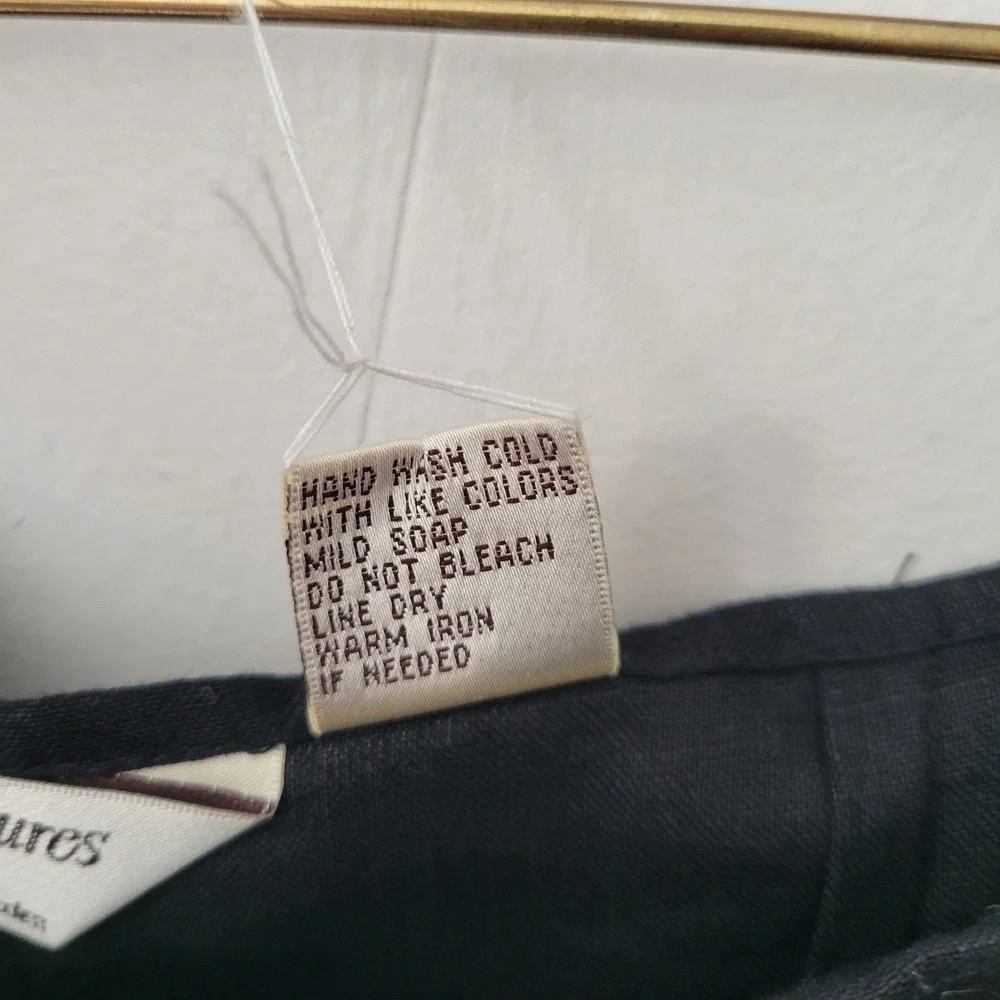 Signatures by Richard Malcolm Linen Pants Women 14P‎ Black Embroidered Heel Shoe